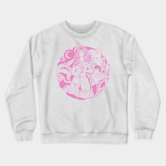 Light Pink Aries Beauty Crewneck Sweatshirt by kenallouis